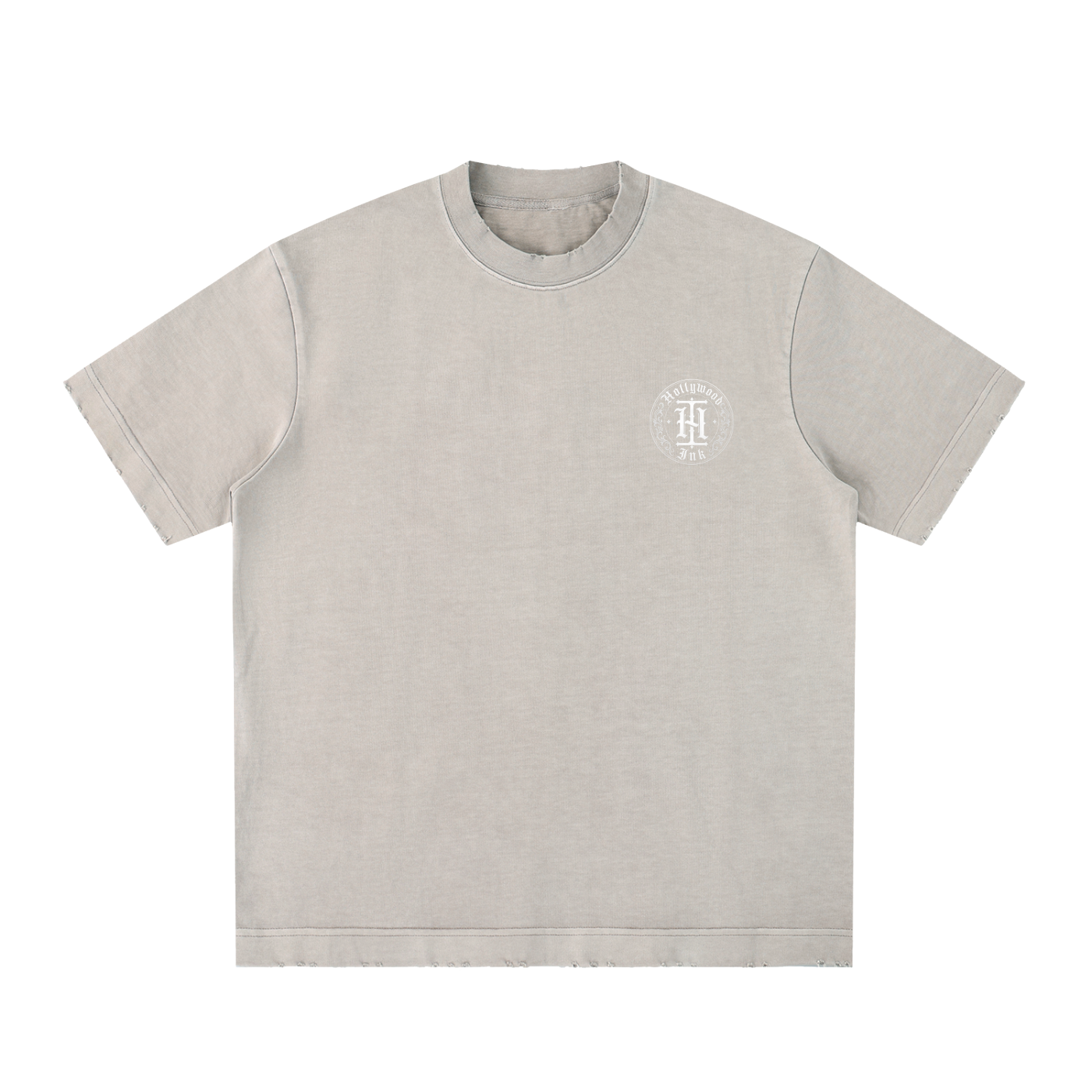 Hollywood Ink Heavyweight Vintage Washed Frayed T-Shirt