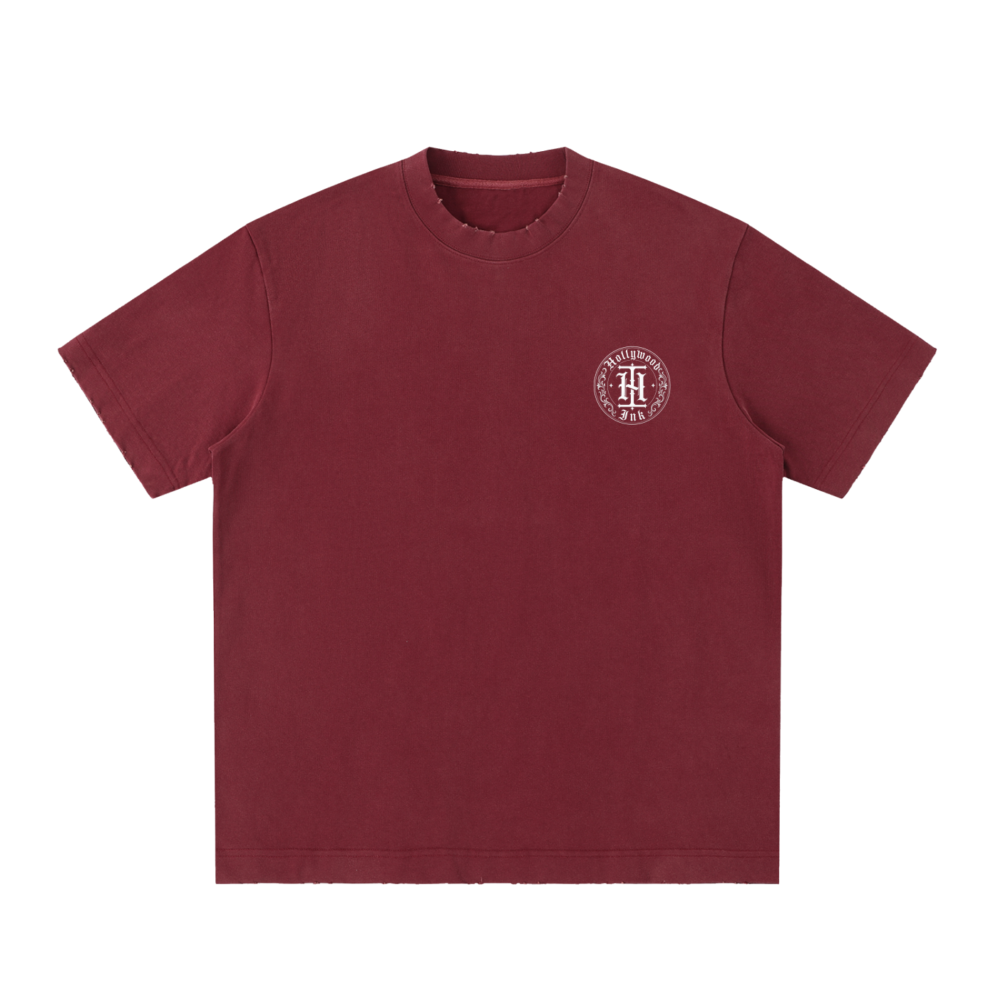 Hollywood Ink Heavyweight Vintage Washed Frayed T-Shirt