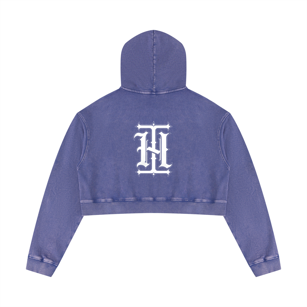 Hoolywood Ink - Women’s Mineral Washed Crop Hoodie