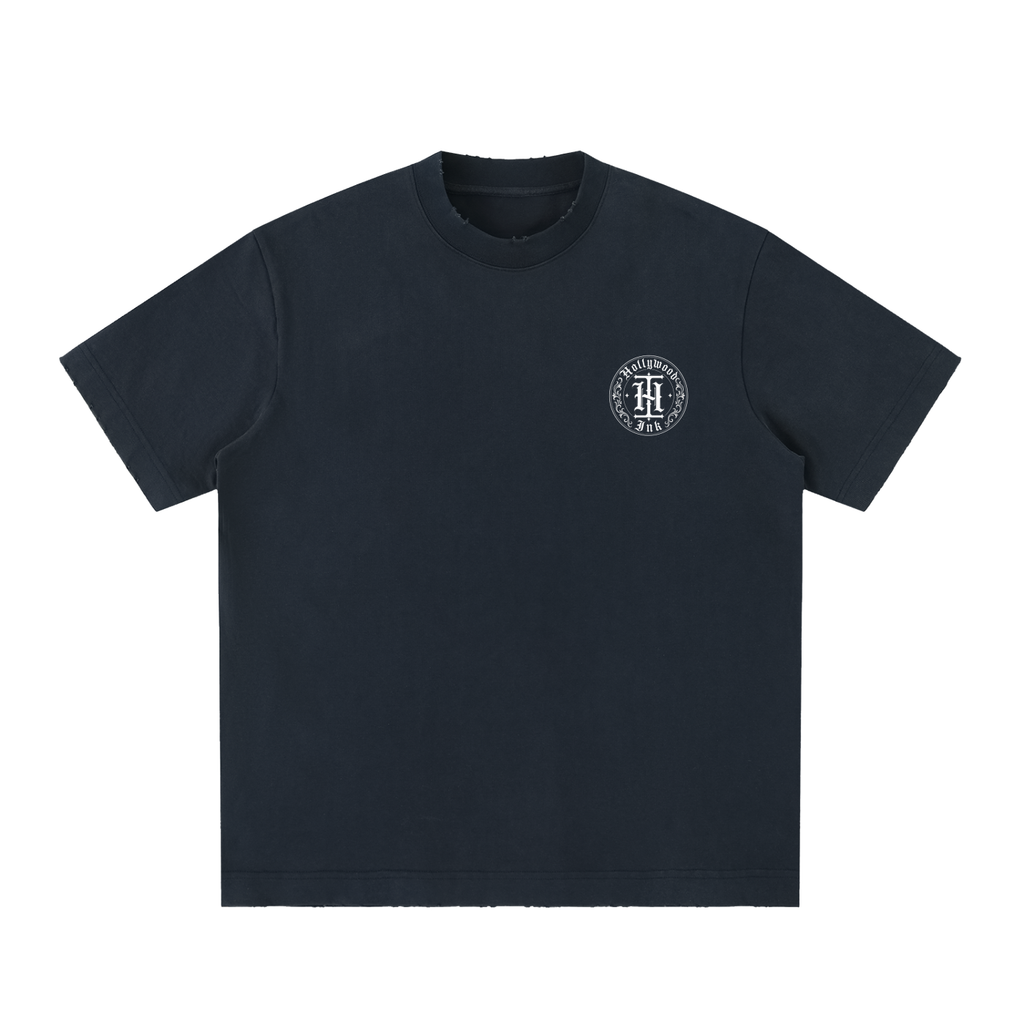 Hollywood Ink Heavyweight Vintage Washed Frayed T-Shirt