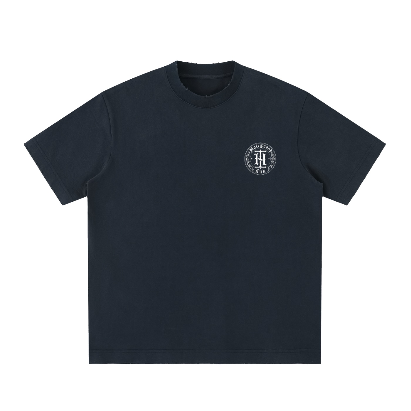 Hollywood Ink Heavyweight Vintage Washed Frayed T-Shirt