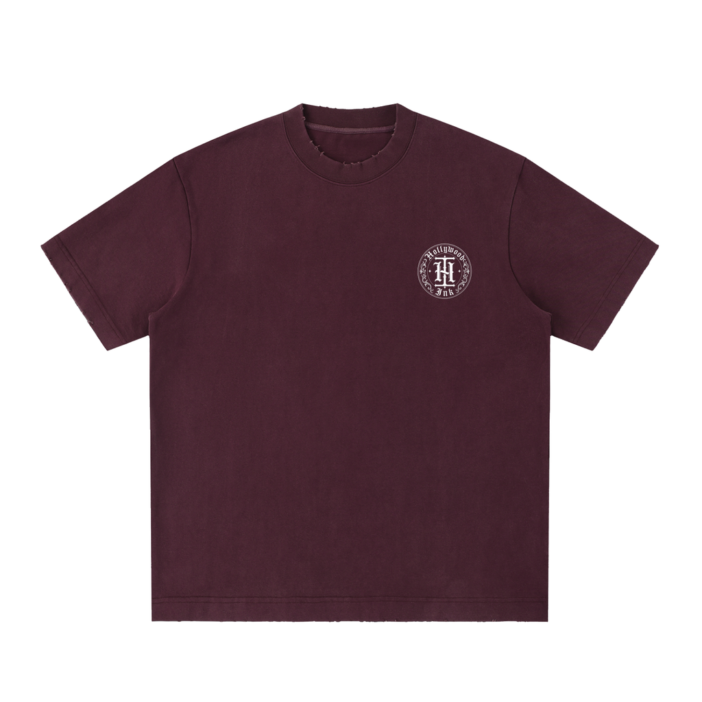 Hollywood Ink Heavyweight Vintage Washed Frayed T-Shirt