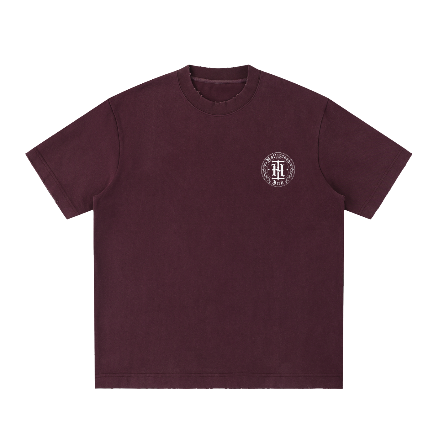 Hollywood Ink Heavyweight Vintage Washed Frayed T-Shirt