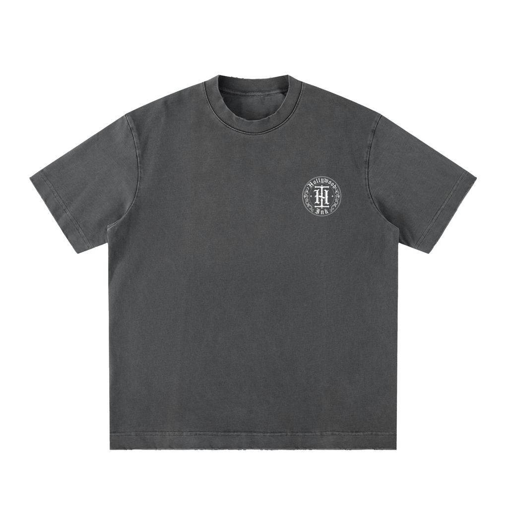 Hollywood Ink Heavyweight Vintage Washed Frayed T-Shirt