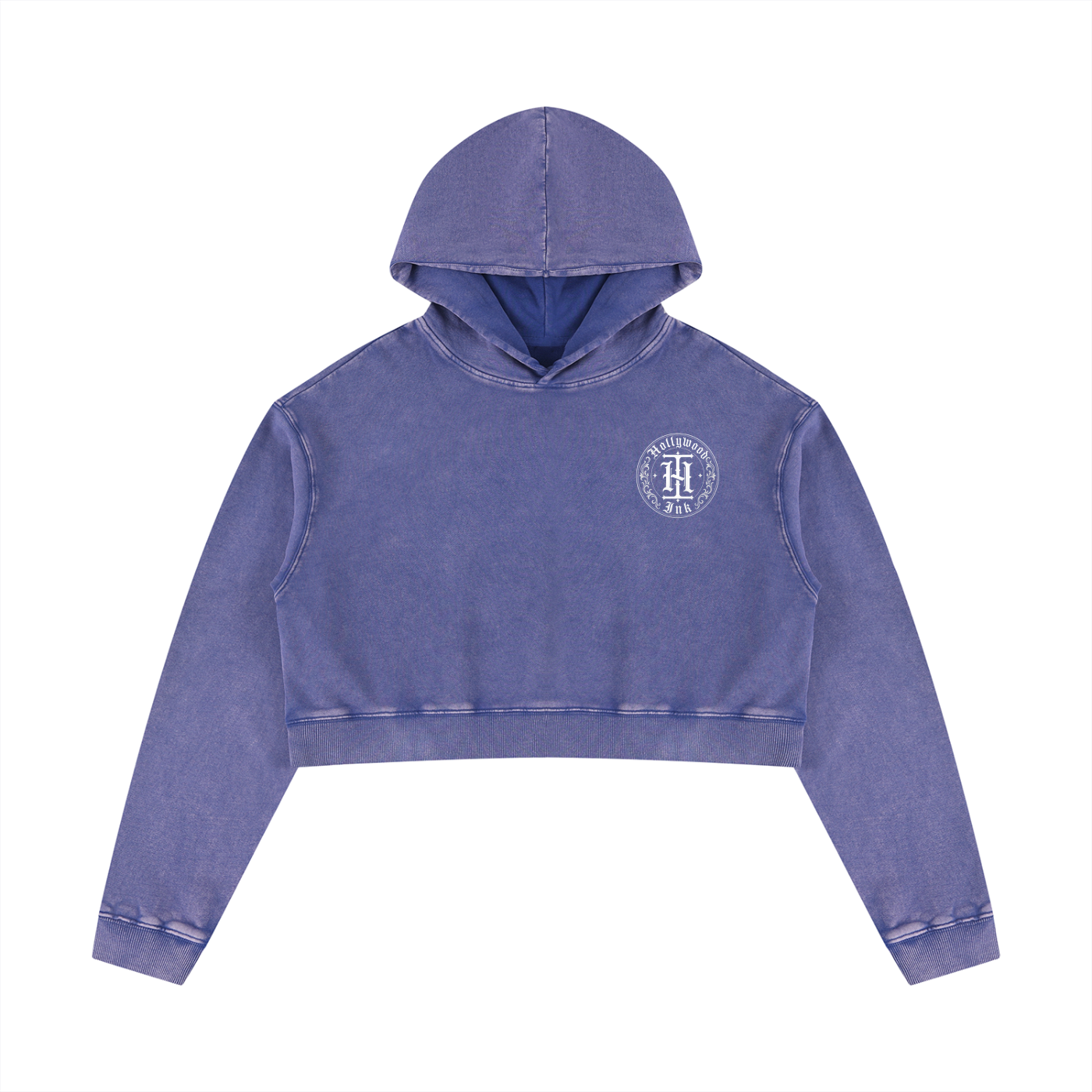 Hoolywood Ink - Women’s Mineral Washed Crop Hoodie