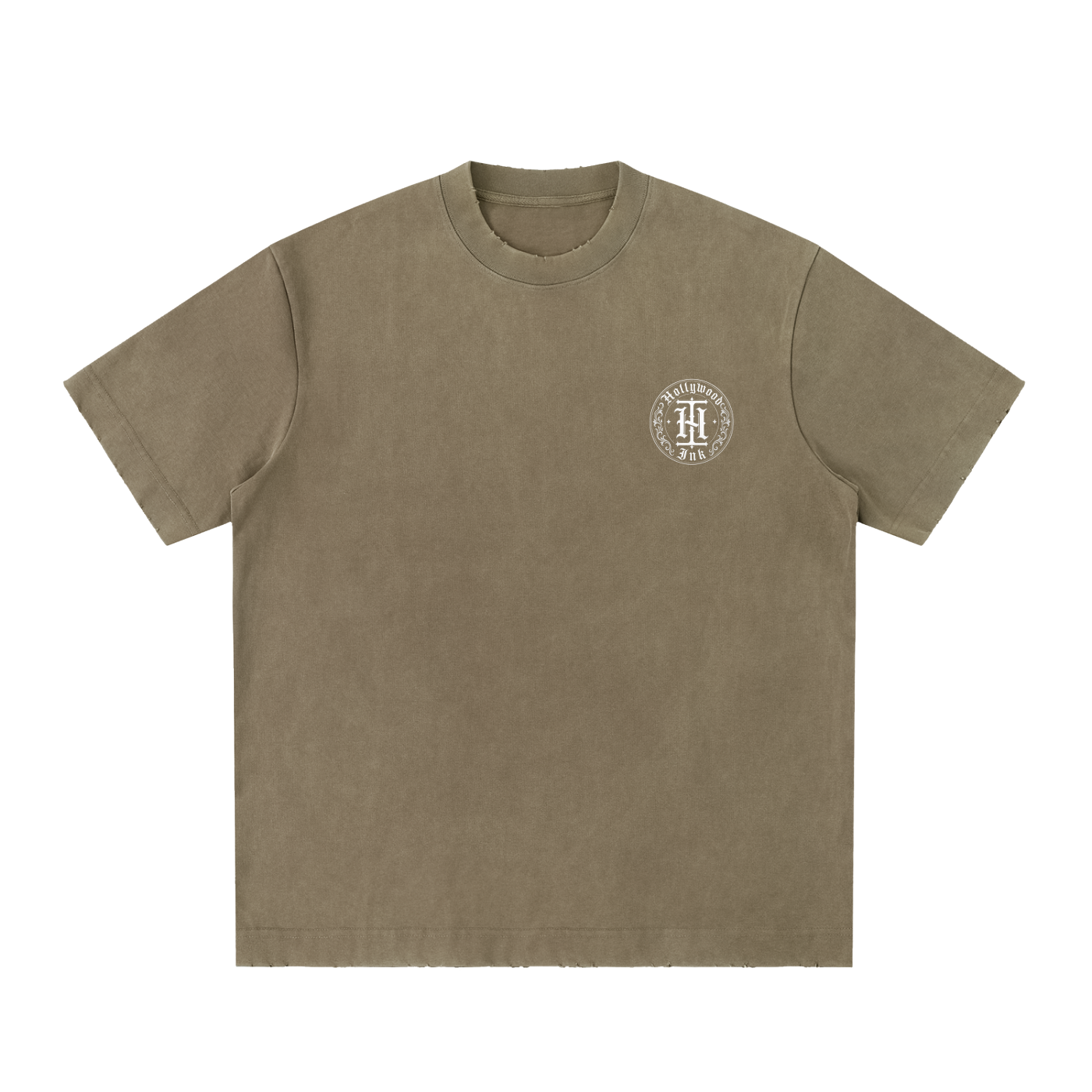 Hollywood Ink Heavyweight Vintage Washed Frayed T-Shirt