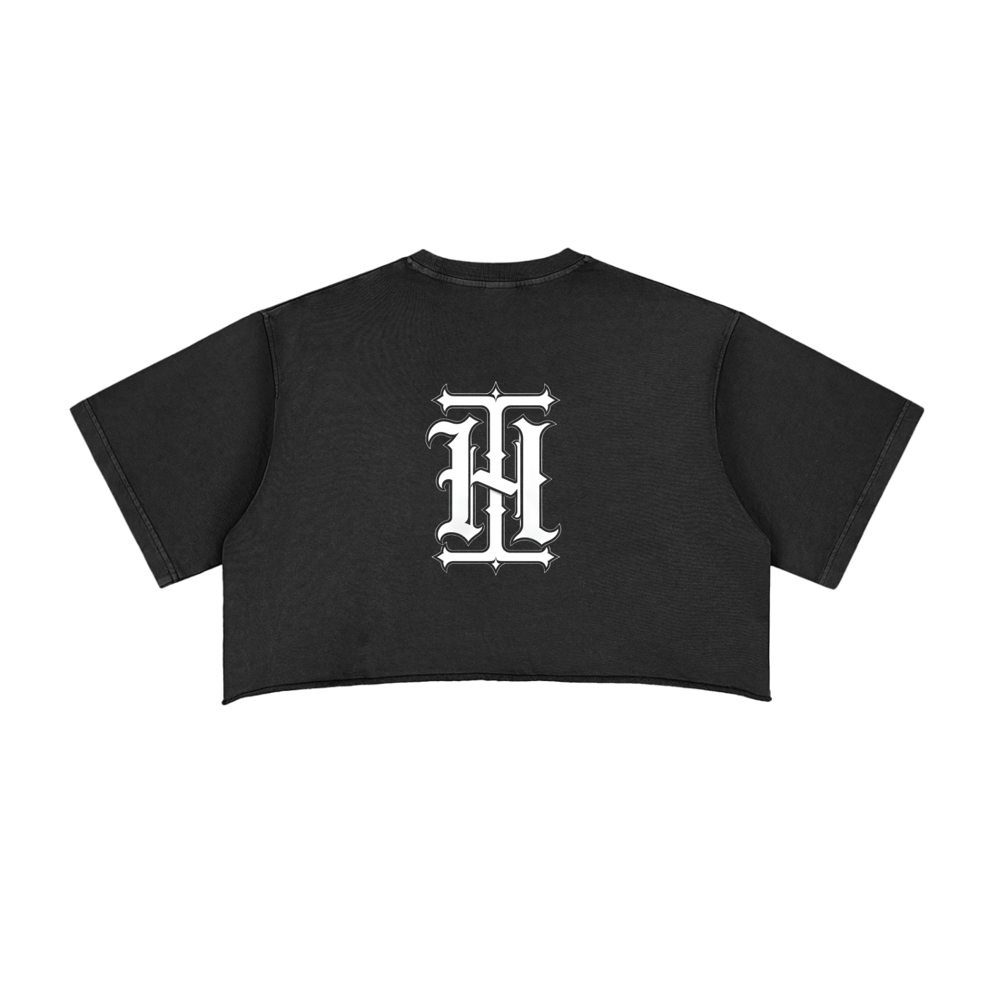 Holywood Ink - Snow Washed Raw Edge Crop Top