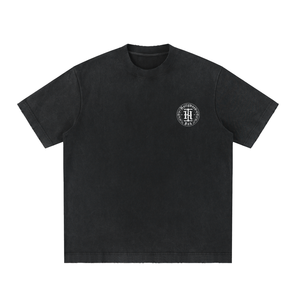 Hollywood Ink Heavyweight Vintage Washed Frayed T-Shirt