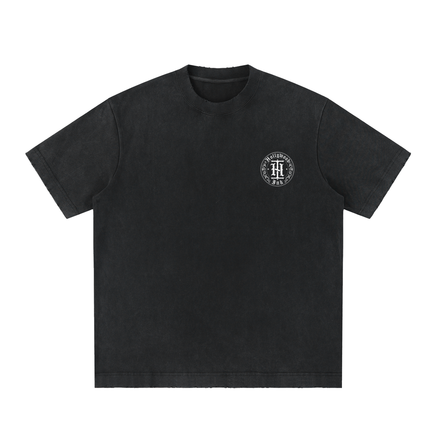 Hollywood Ink Heavyweight Vintage Washed Frayed T-Shirt